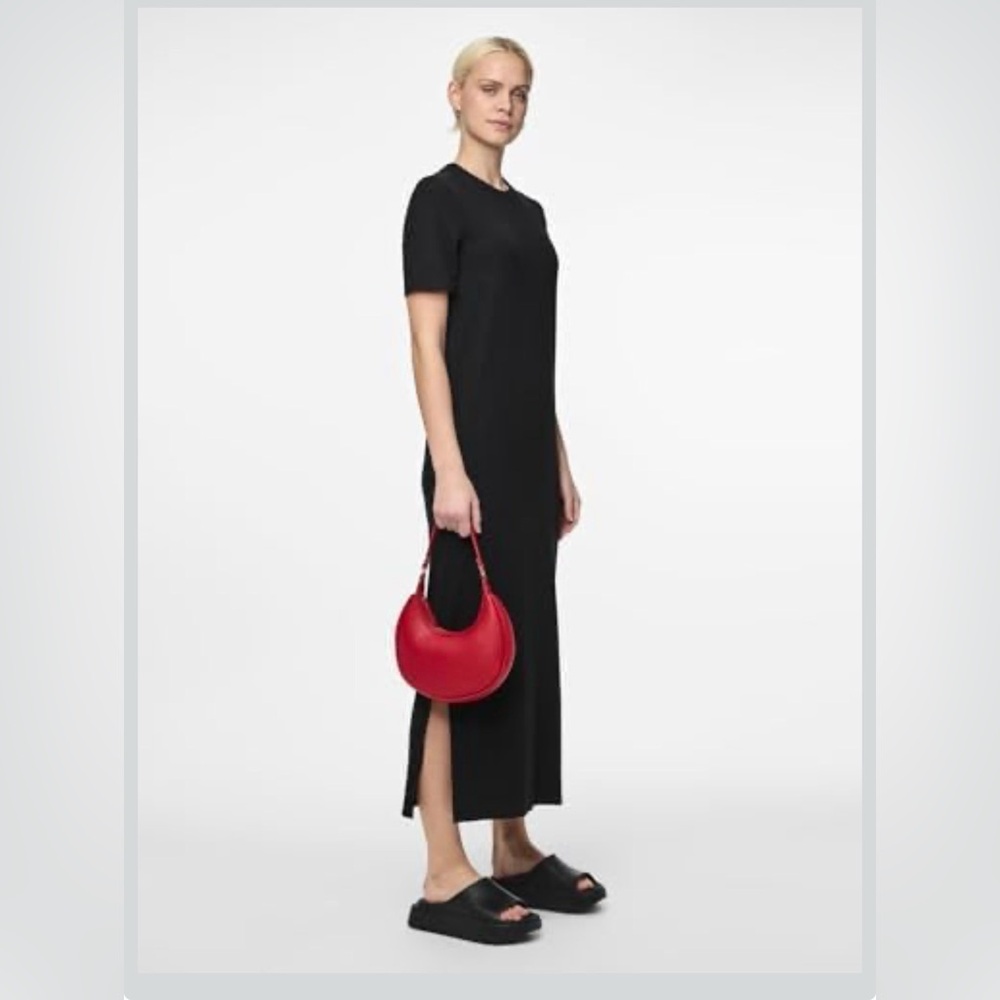 PIECES Pckylie Ss O-Neck Ribbed Ankle Dress Noos Women's Dress Size XXL in black